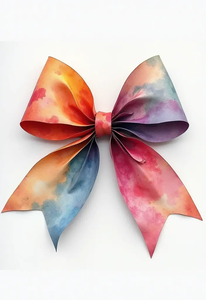 30 Paper Bow Crafts DIY Projects for Perfect Gift Wrapping - 14. Watercolor Wash Bow