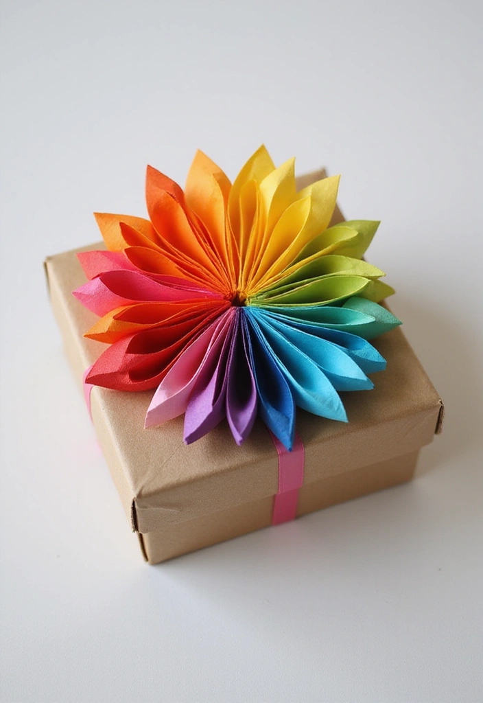 30 Paper Bow Crafts DIY Projects for Perfect Gift Wrapping - 21. Rainbow Bow