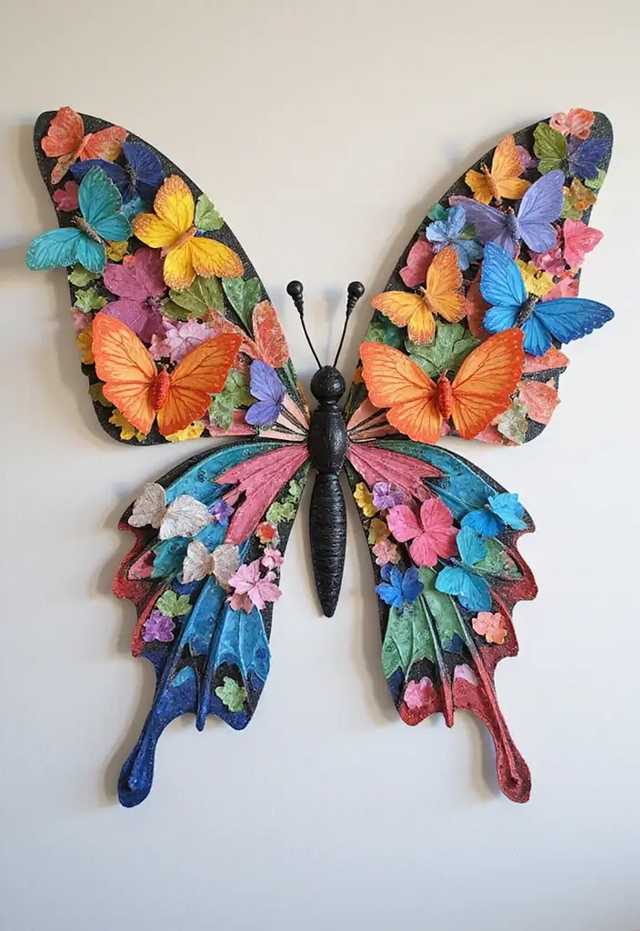 30 Paper Butterfly Wall Decor DIY Ideas That Bring Walls to Life - 11. Butterfly Mosaic Art