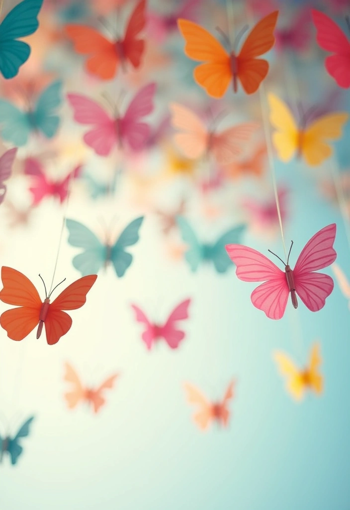 30 Paper Butterfly Wall Decor DIY Ideas That Bring Walls to Life - 12. Hanging Butterflies from the Ceiling