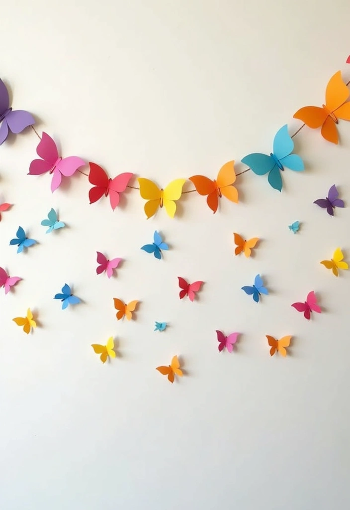 30 Paper Butterfly Wall Decor DIY Ideas That Bring Walls to Life - 13. Paper Butterfly Garland