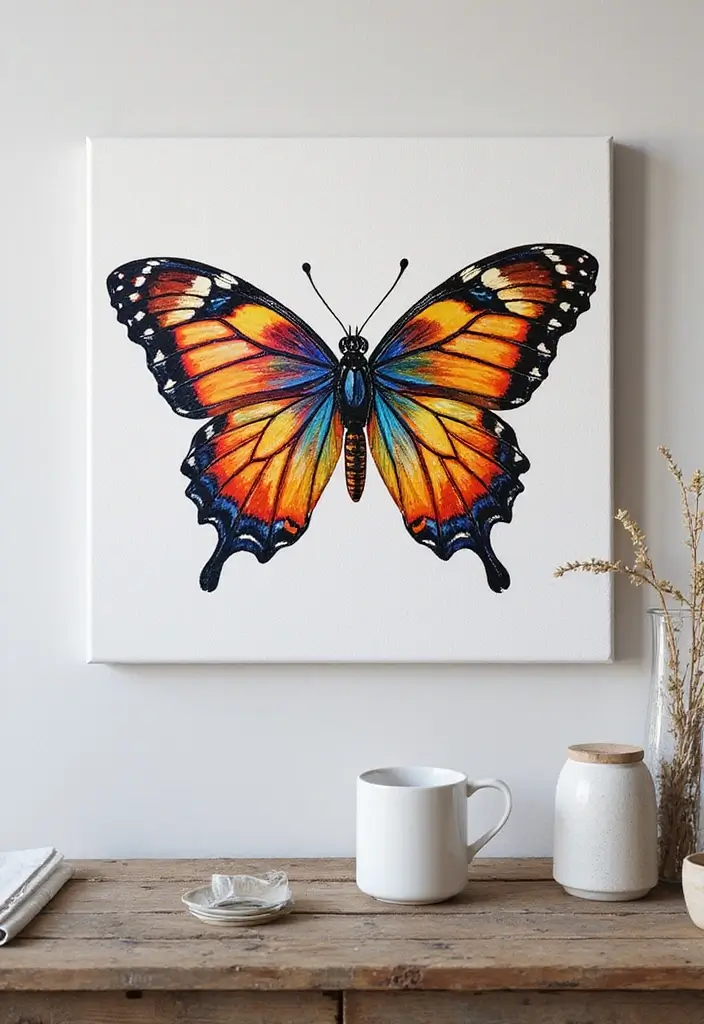 30 Paper Butterfly Wall Decor DIY Ideas That Bring Walls to Life - 14. Painted Butterfly Wall Art