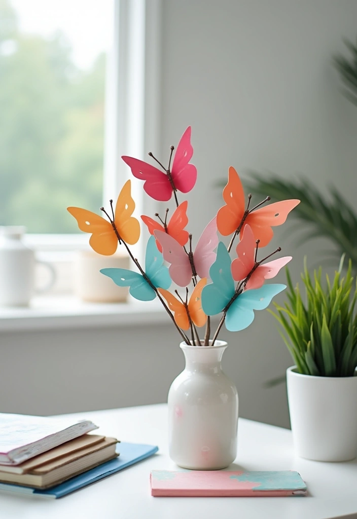 30 Paper Butterfly Wall Decor DIY Ideas That Bring Walls to Life - 15. Butterfly Desk Decor