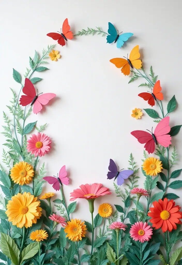 30 Paper Butterfly Wall Decor DIY Ideas That Bring Walls to Life - 18. Butterfly Garden Scene
