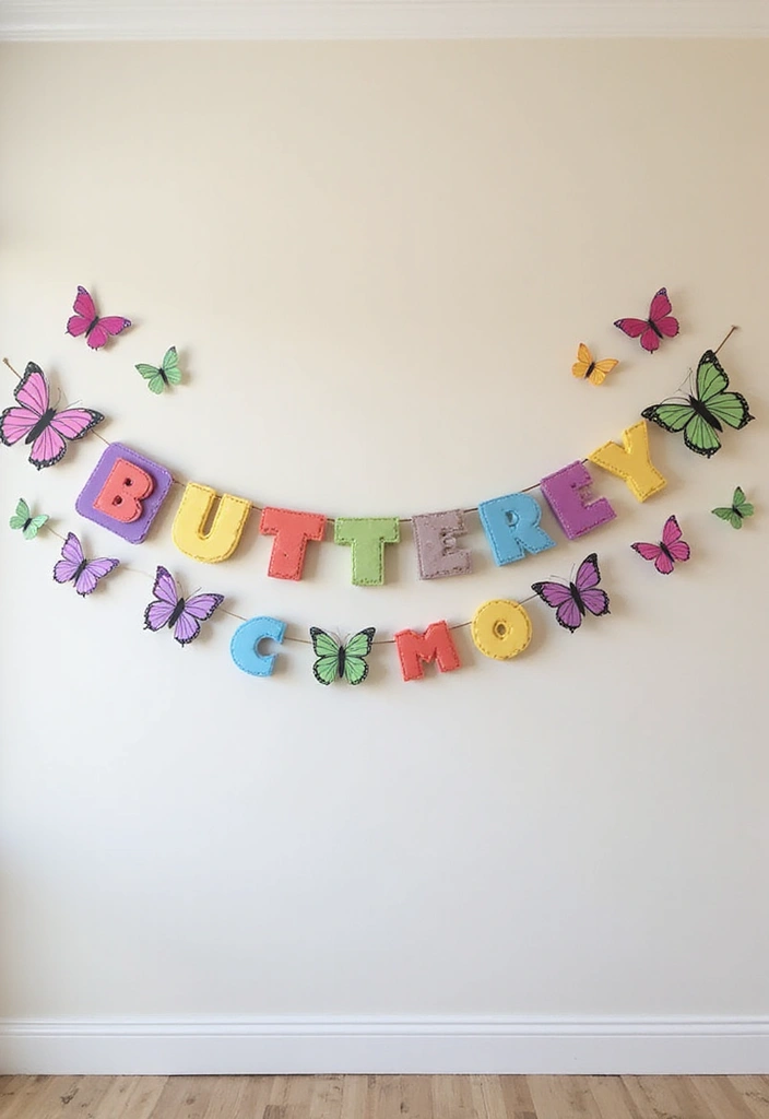 30 Paper Butterfly Wall Decor DIY Ideas That Bring Walls to Life - 22. Butterfly Name Banner