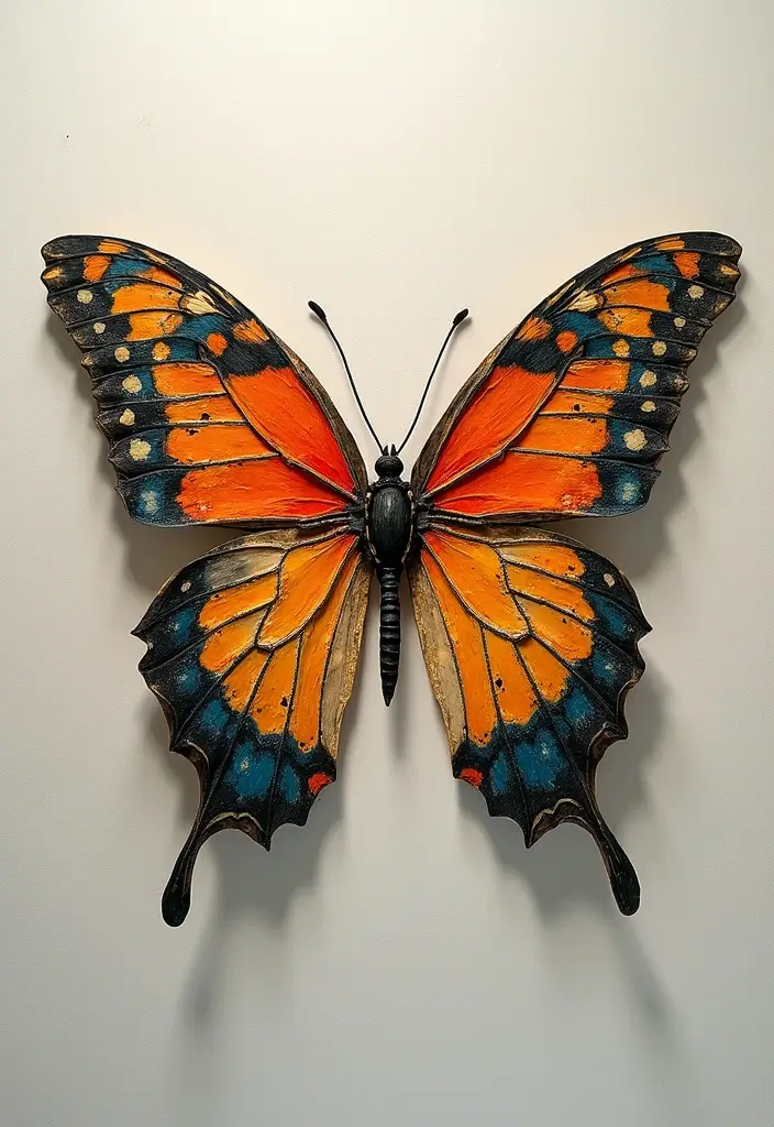 30 Paper Butterfly Wall Decor DIY Ideas That Bring Walls to Life - 25. Textured Butterfly Art