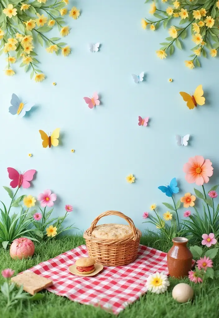 30 Paper Butterfly Wall Decor DIY Ideas That Bring Walls to Life - 27. Butterfly Picnic Scene