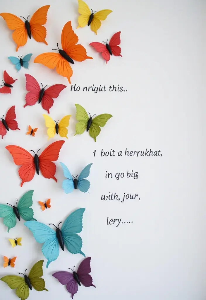 30 Paper Butterfly Wall Decor DIY Ideas That Bring Walls to Life - 28. Butterflies with Quotes