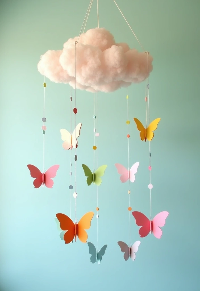 30 Paper Butterfly Wall Decor DIY Ideas That Bring Walls to Life - 5. Fluttering Butterfly Mobile