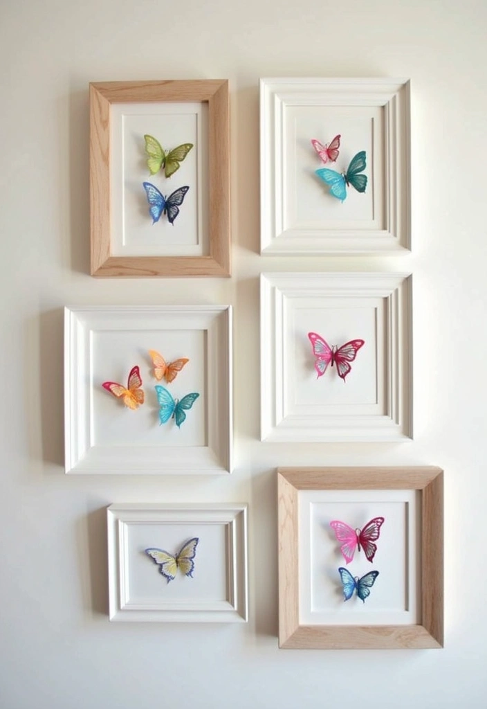 30 Paper Butterfly Wall Decor DIY Ideas That Bring Walls to Life - 6. Clustered Butterflies in Frames