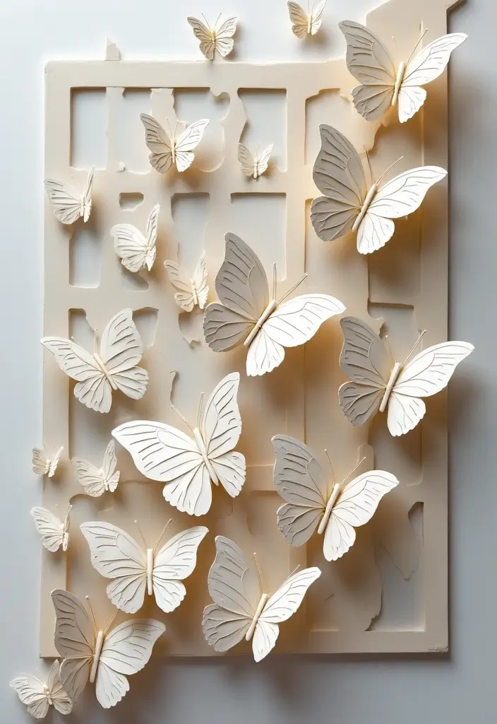 30 Paper Butterfly Wall Decor DIY Ideas That Bring Walls to Life - 9. Butterfly Lattice Wall Art