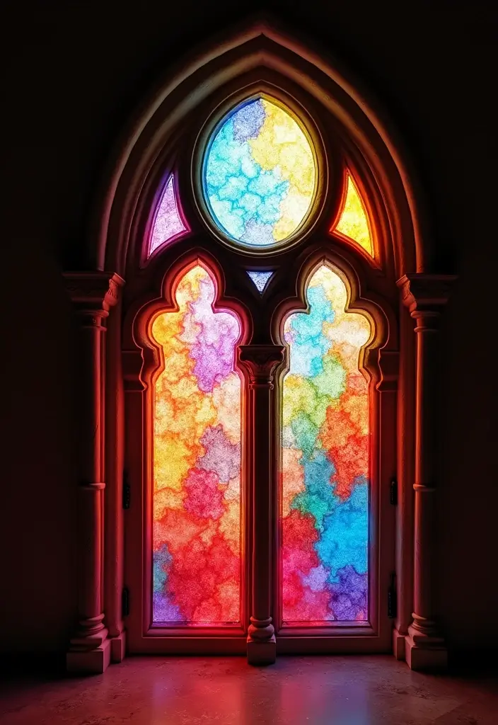 30 Paper Castle DIY Projects That Feel Like a Fairy Tale - 16. Stained Glass Castle Window.