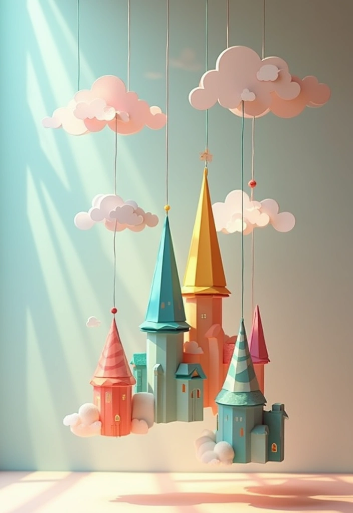 30 Paper Castle DIY Projects That Feel Like a Fairy Tale - 22. DIY Castle Hanging Mobile.