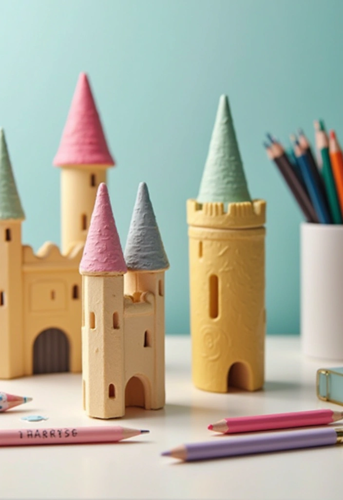 30 Paper Castle DIY Projects That Feel Like a Fairy Tale - 26. Castle-Themed Pencil Holders.