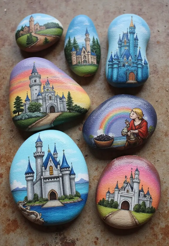 30 Paper Castle DIY Projects That Feel Like a Fairy Tale - 30. Castle Story Stones.