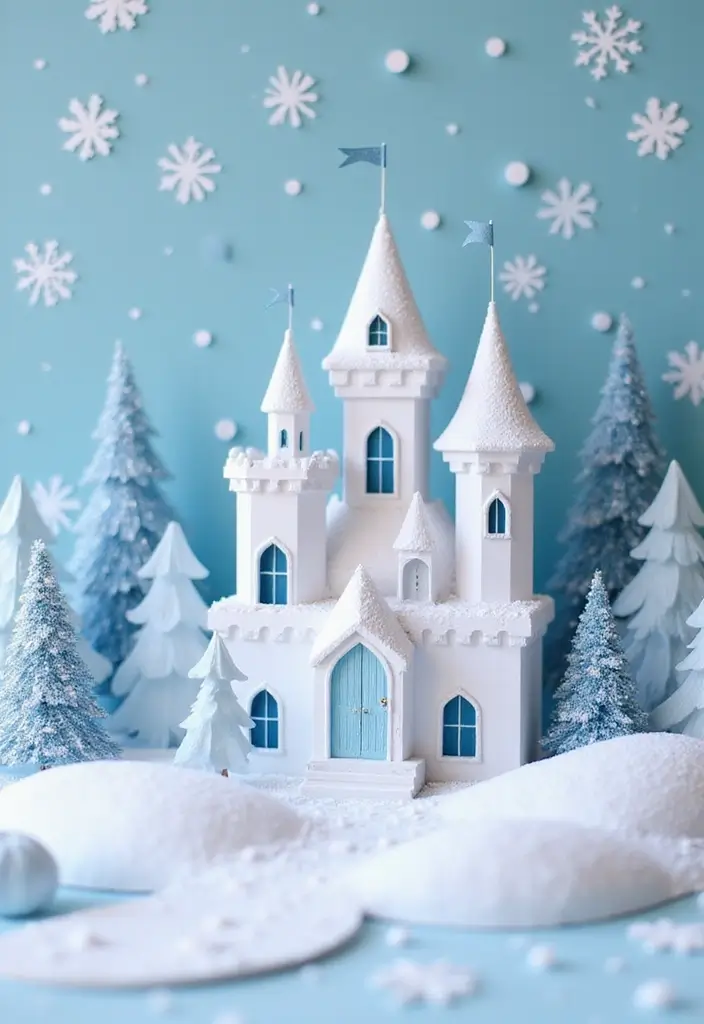 30 Paper Castle DIY Projects That Feel Like a Fairy Tale - 8. Snowy Castle Diorama.