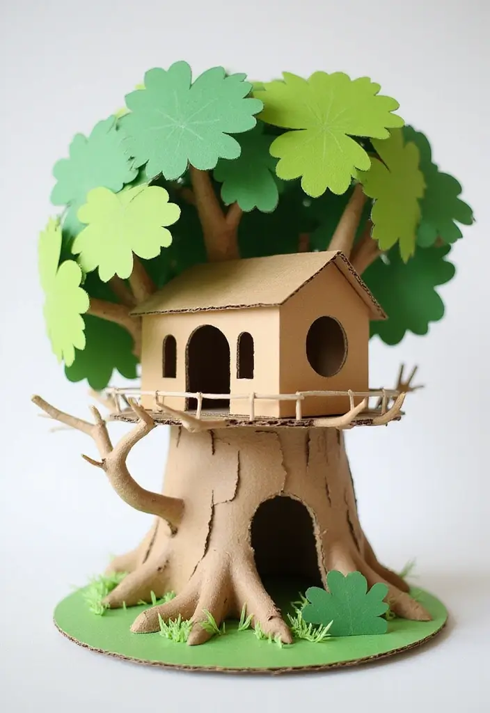 30 Paper House Crafts DIY Projects That Spark Imagination - 4. Nature-Inspired Treehouse