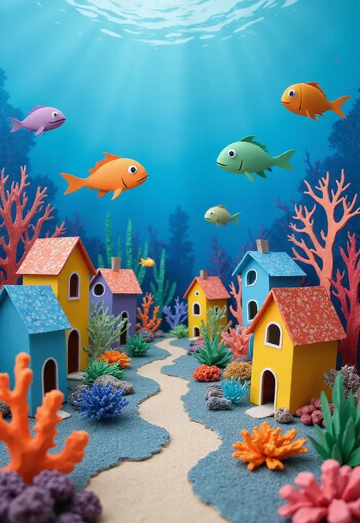 30 Paper House Crafts DIY Projects That Spark Imagination - 9. Underwater Paper Village