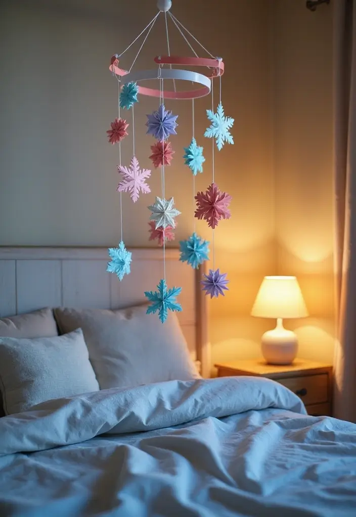 30 Paper Snowflake Crafts DIY Projects for Winter Magic - 14. Snowflake Mobile for Kids' Rooms