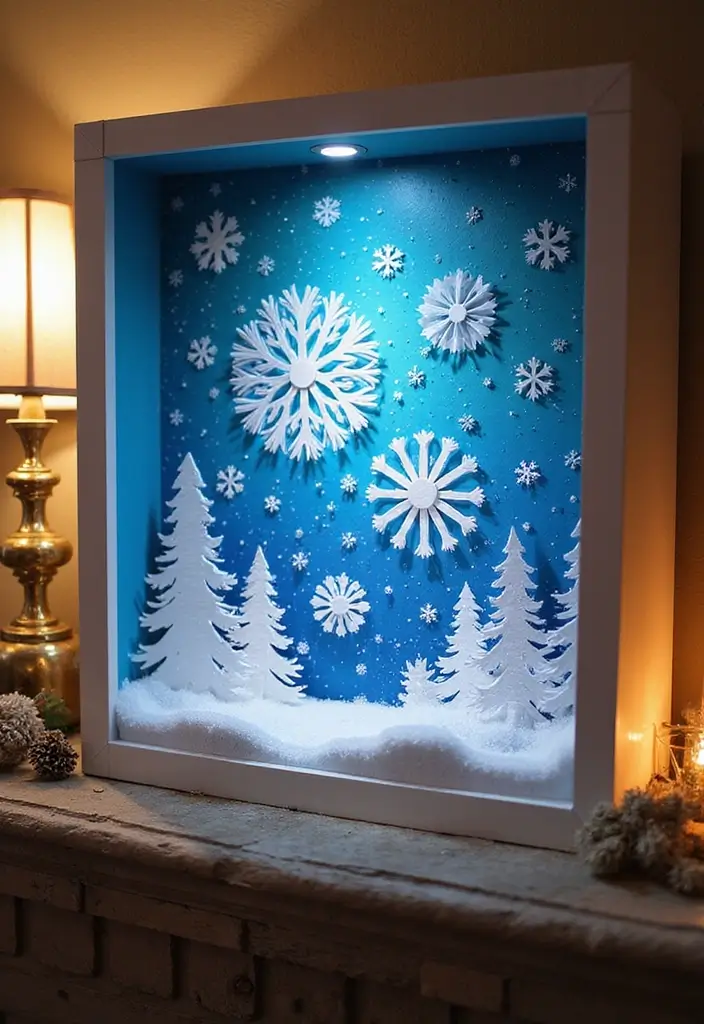30 Paper Snowflake Crafts DIY Projects for Winter Magic - 16. Snowflake Shadow Boxes