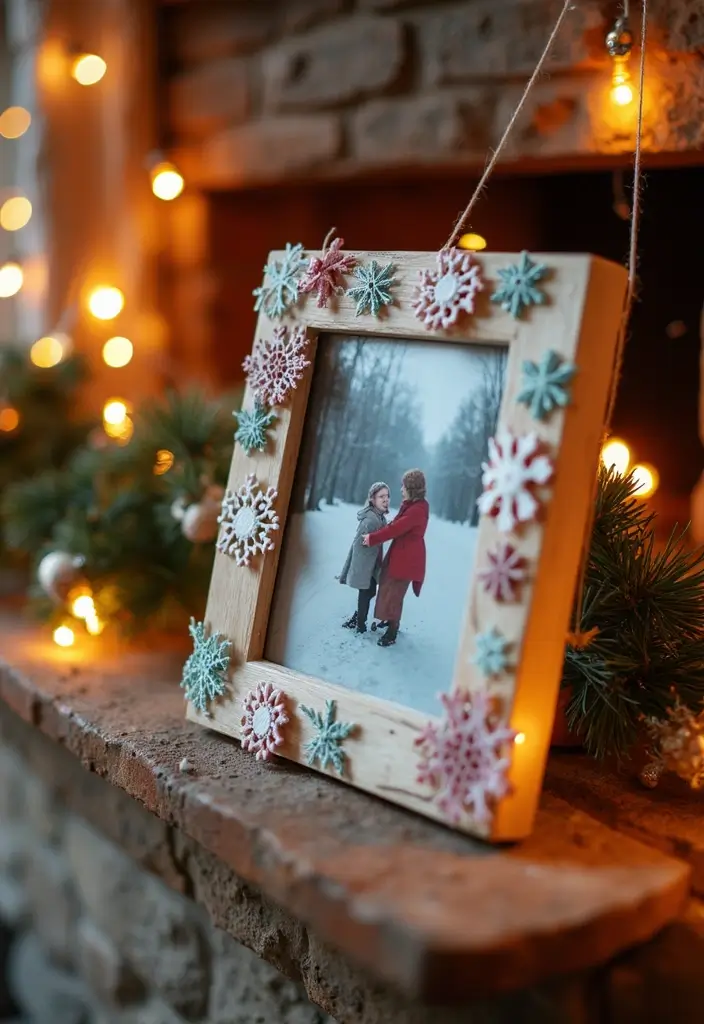 30 Paper Snowflake Crafts DIY Projects for Winter Magic - 21. Snowflake Photo Frame