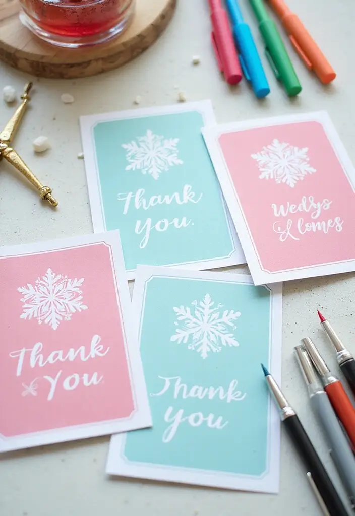 30 Paper Snowflake Crafts DIY Projects for Winter Magic - 26. Snowflake Thank You Cards