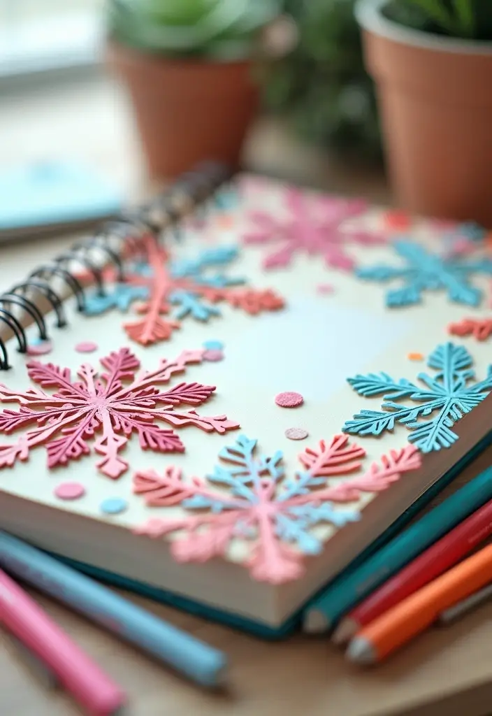 30 Paper Snowflake Crafts DIY Projects for Winter Magic - 28. Snowflake Notebooks