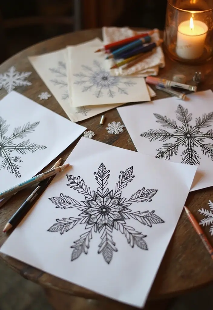30 Paper Snowflake Crafts DIY Projects for Winter Magic - 7. Snowflake Coloring Pages