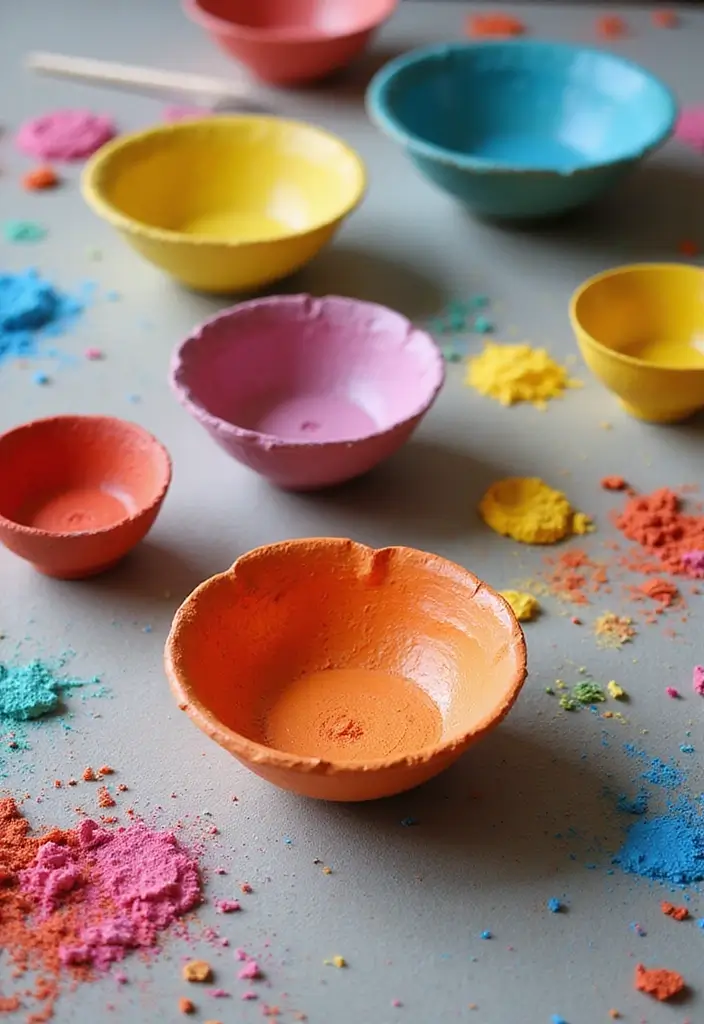 30 Recycled Paper Crafts DIY Ideas That Help the Planet - 1. Colorful Paper Mache Bowls
