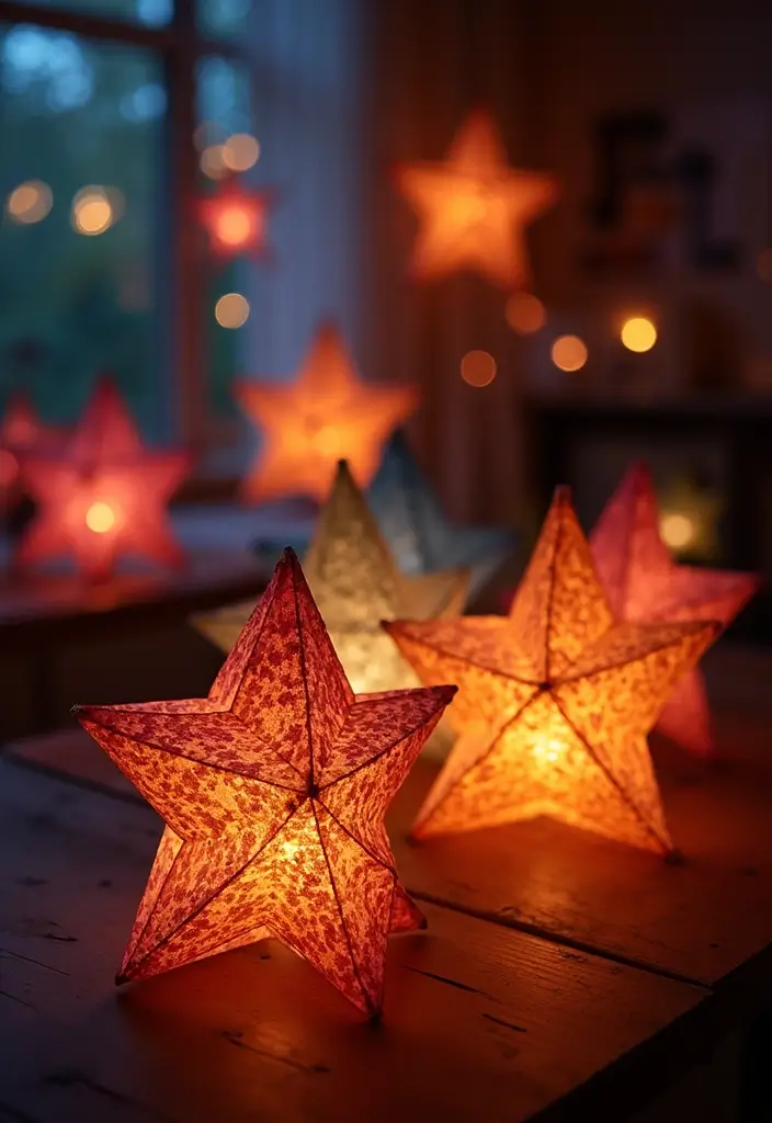 30 Recycled Paper Crafts DIY Ideas That Help the Planet - 16. Recycled Paper Star Lanterns