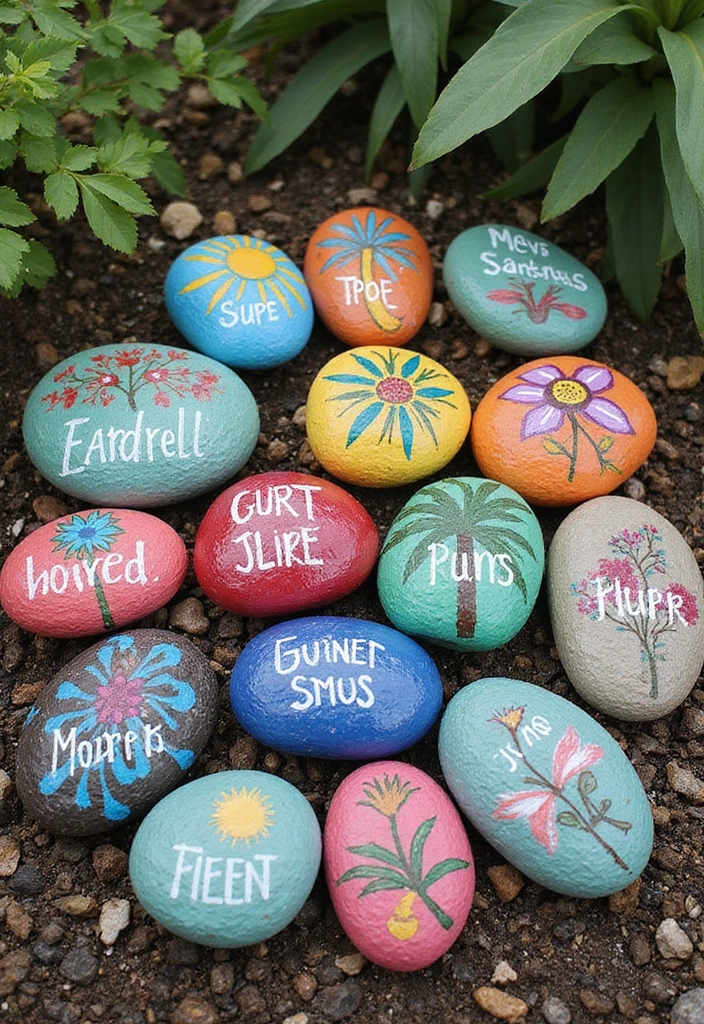 30 Simple Kids Crafts DIY Projects That Anyone Can Try at Home - 29. DIY Painted Rocks for Garden Markers
