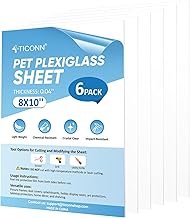 TICONN PET Plexiglass Sheets, 6 Pack Clear Plastic Sheet, Easy to Cut Th...