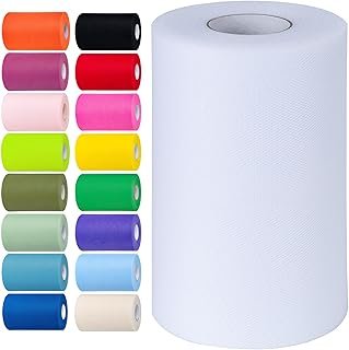 White Tulle Fabric Rolls 6 Inch by 100 Yards (300 feet) Tulle Roll Spool...