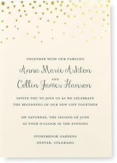 Gartner Studios Gold Foil Dots Print-at-Home Wedding Invitation Kit, Ivo...