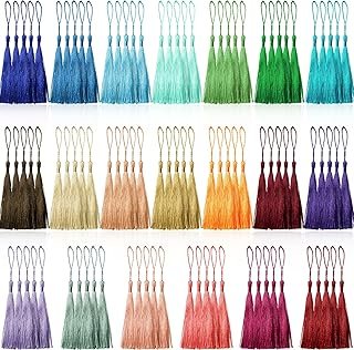Creatrill 100 Pcs 13cm/5 Inch Silky Handmade Soft Craft Mini Tassels wit...