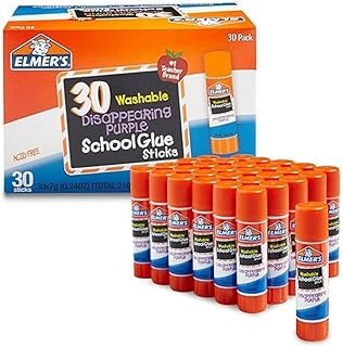 Elmer’s Disappearing Purple School Glue Sticks, Washable, 7g, 30 Count -...