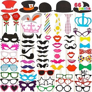 Joyin Toy Photo Booth Props 66 Pieces，Multicolor Kit for Graduation Wedd...