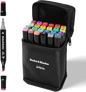 Dabo&Shobo 24 Colors Drawing Markers, Dual Tip Art Markers, Coloring Mar...