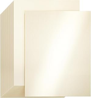CREGEAR 25 Sheets Cream Shimmer Cardstock, 8.5 x 11 Cardstock Paper, Pea...