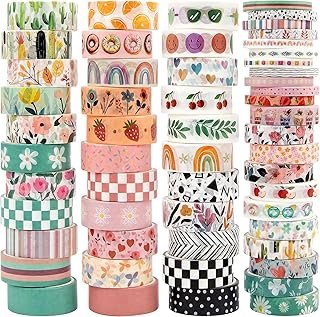 55 Rolls Holiday Washi Tape Set - Decorative Tape Seasonal Bohemian Colo...