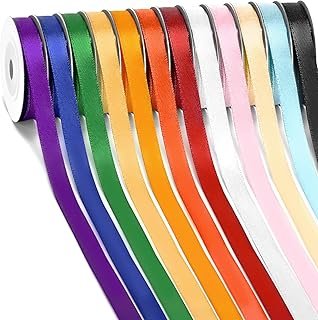 Rainbow Satin Ribbon, 12 Colors 3/8 Inch x 12 Rolls Total 120 Yards, Col...