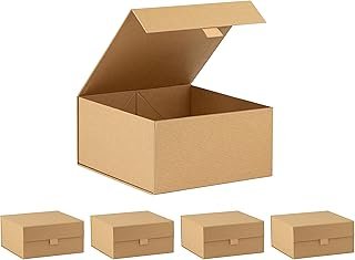 Purple Q Crafts 5 Pack Brown Kraft Ribbed Hard Gift Box With Magnetic Cl...
