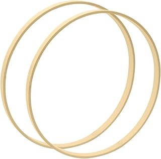 Worown 2 Pack 12 Inch Bamboo Floral Hoops, Wooden Wreath Rings for Makin...