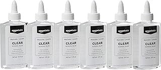 Amazon Basics Washable Liquid School Glue, 5 oz Bottle, 147ml, 6-Pack, C...
