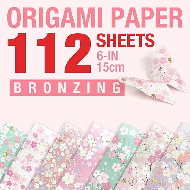 112 Sheets Heavier Origami Paper Japanese Cherry Blossom Pattern Sakura ...