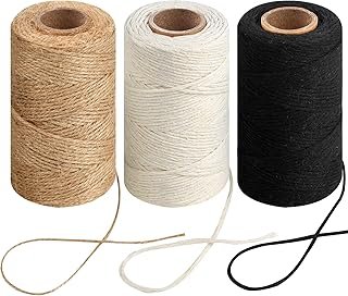 984 Ft Twine String, Natural Jute Twine, 2mm White Cotton Rope, 10ply Bl...