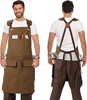 DILLMAN Woodworking Apron for Men Shop Apron Thick Canvas Work Apron wit...