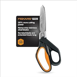 Fiskars Pro PowerArc Shop Shears, Heavy Duty Stainless Steel Scissor, In...