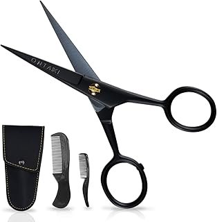 Ontaki Mustache Scissors for Men - 5-Inch, Black - German High-Carbon St...