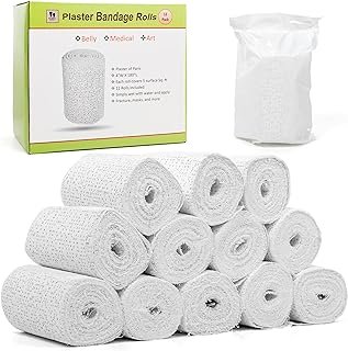 12pc Plaster of Paris Rolls - Fast Setting Gauze for Mache, Belly Castin...